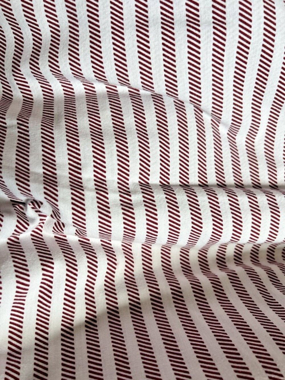 LACOSTE QUEEN Flat Sheet Red White Ticking Stripe Cotton Blend France Designed - Picture 2 of 9